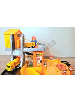 Apexma Toys Two-Storey Construction Site Car Garage Track Set - 2 Pieces Metal Car 2-Storey Vehicle Station Set - Double-Storey Construction Site Parking Lot Play Track  - Image 4