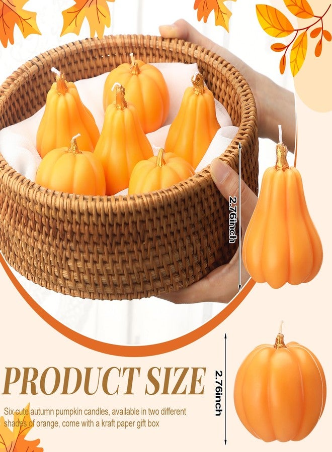 MTLEE 6 Pcs Fall Pumpkin Candles Pastel Halloween Soy Wax Candles Autumn Little Pumpkin Baby Shower Favors with Gift Box Thanksgiving Autumn Centerpieces for Fall Wedding Birthday Decorations(Orange) - Image 3