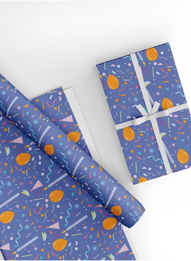 Share the Love Celebrate, Blue Gift Wrapping Paper (Pack of 4)  - Image 1