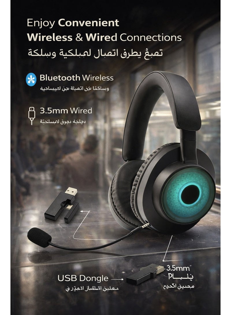 ASA SINGER X Wireless RGB Gaming Headset – 2.4GHz + Wired Mode, Noise-Canceling Mic, PC / PS / Mobile Compatible - Image 2