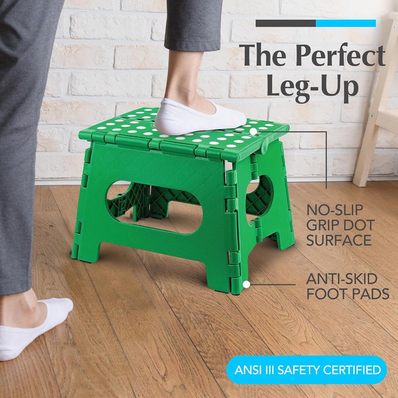 Handy Laundry Folding Step Stool - The Lightweight Step Stool is Sturdy Enough to Support Adults and Safe Enough for Kids. Opens Easy with One Flip. Great for Kitchen, Bathroom, Bedroom, Kids or Adults. (Green) - Image 2