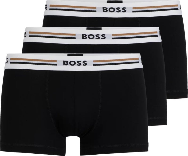 BOSS شورت بوكسر أسود للرجال بشعار العلامة التجارية مع حزام مطاطي 50492200-001 - Image 1