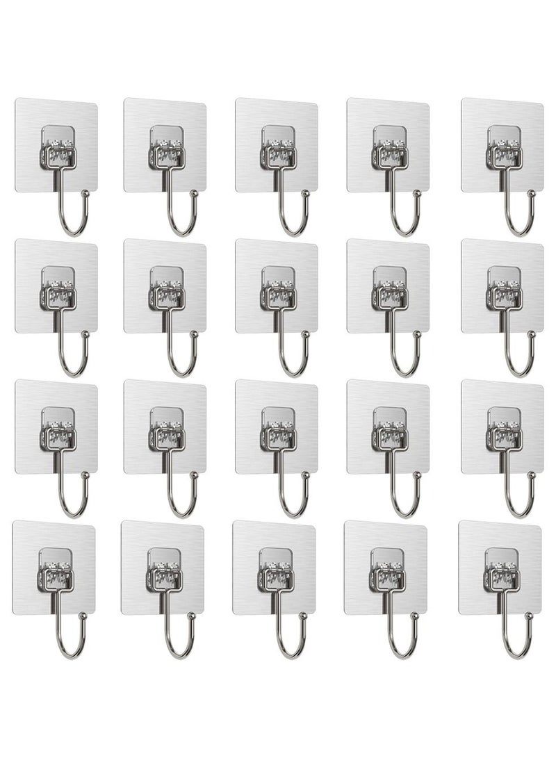 HomarKet 20-Piece Self Adhesive Large Heavy Duty Wall Hooks Grey  - Image 1