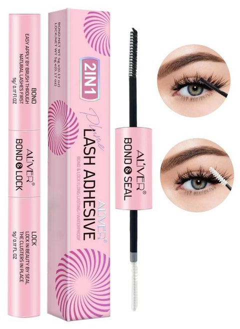 False Lash Adhesive Lash Bond and Seal Cluster Lash Glue Upgraded 2 in 1 DIY Eyelash Extension Adhesive Glue Super Strong Hold 72 Hours Waterproof Cluster Eyelash Glue