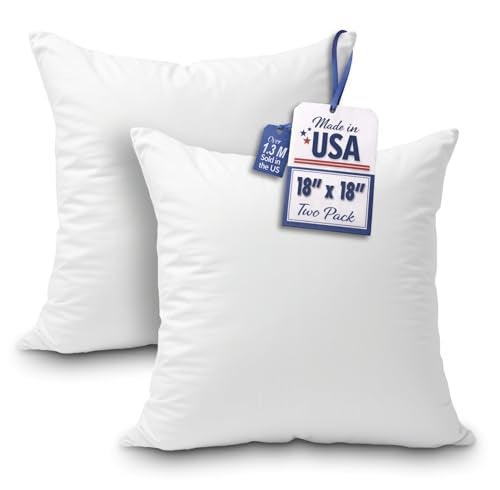 Foamily Couch Pillows Inserts 18x18 (Set of 2) Premium Decorative Pillows for Couch, Bed & Living Room, Soft Fluffy Throw Pillow Inserts for Home Décor - Image 1