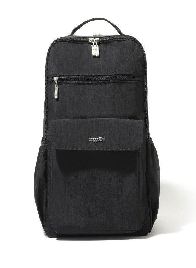 Baggallini Women's Everyday Backpack-11x15.5" Lightweight Water-Repellent Nylon Travel Bag W/Padded Laptop Sleeve & RFID, Black, One Size, Everyday Laptop Backpack - 11x15.5" Lightweight - Image 1
