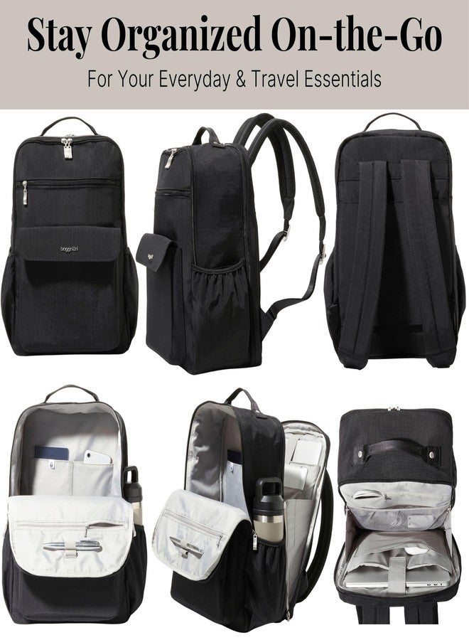 Baggallini Women's Everyday Backpack-11x15.5" Lightweight Water-Repellent Nylon Travel Bag W/Padded Laptop Sleeve & RFID, Black, One Size, Everyday Laptop Backpack - 11x15.5" Lightweight - Image 5