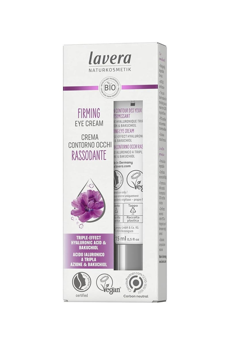 lavera Firming Eye Care  Anti Aging Eye Cream with Triple Hyaluron  Bakuchiol  Cooling  Moisturizing Effect  Anti Wrinkle Eye Treatment  PETA Certified  Vegan  Made in Germany  05 Fl Oz
