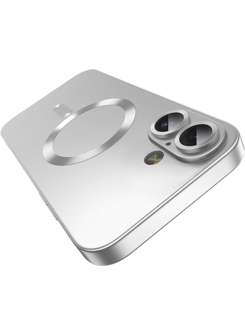 جراب مغناطيسي لهاتف iPhone 17، يأتي مع واقي لعدسة الكاميرا، متوافق مع Magsafe، غطاء هاتف ناعم من مادة TPU للحماية الكاملة، نحيف وناعم ومقاوم للصدمات (فضي) - Image 1