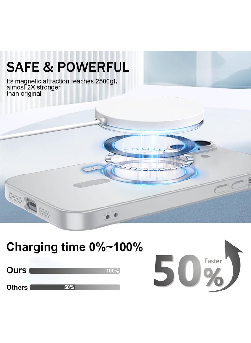 جراب مغناطيسي لهاتف iPhone 17، يأتي مع واقي لعدسة الكاميرا، متوافق مع Magsafe، غطاء هاتف ناعم من مادة TPU للحماية الكاملة، نحيف وناعم ومقاوم للصدمات (فضي) - Image 2