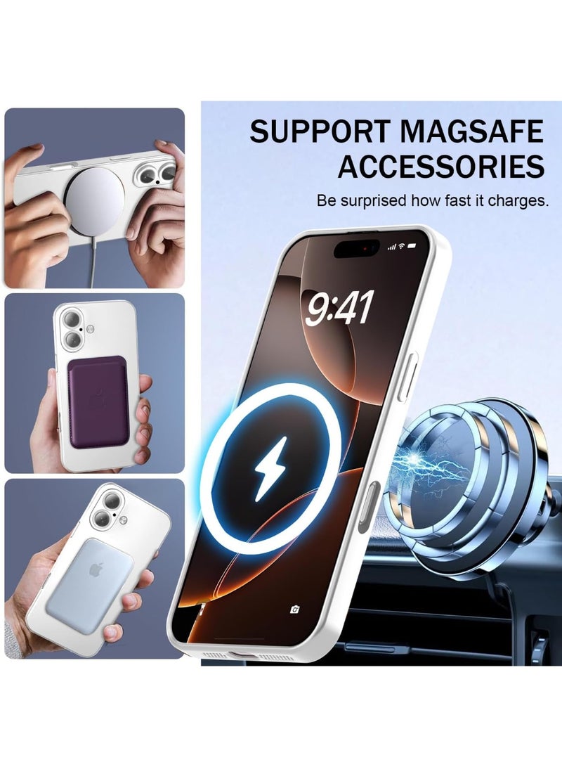 جراب مغناطيسي لهاتف iPhone 17، يأتي مع واقي لعدسة الكاميرا، متوافق مع Magsafe، غطاء هاتف ناعم من مادة TPU للحماية الكاملة، نحيف وناعم ومقاوم للصدمات (فضي) - Image 4