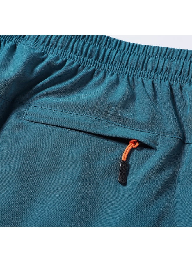 Men's Quick Dry Sports Shorts Elastic Drawstring Zipper Pockets Breathable Summer Casual Shorts - Image 5
