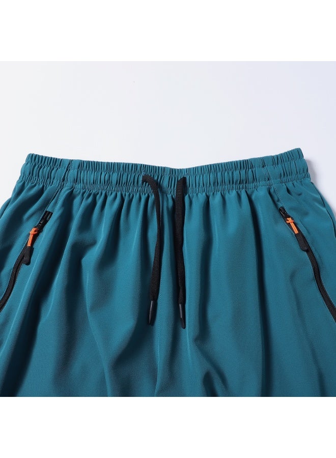 Men's Quick Dry Sports Shorts Elastic Drawstring Zipper Pockets Breathable Summer Casual Shorts - Image 3