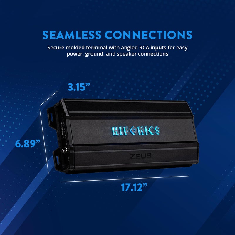 Hifonics مضخم صوت سيارة مدمج من هيبونيكس زيوس دلتا 2,550 واط مع ميزة التشغيل التلقائي، ZD-2550.1D، أسود - Image 2