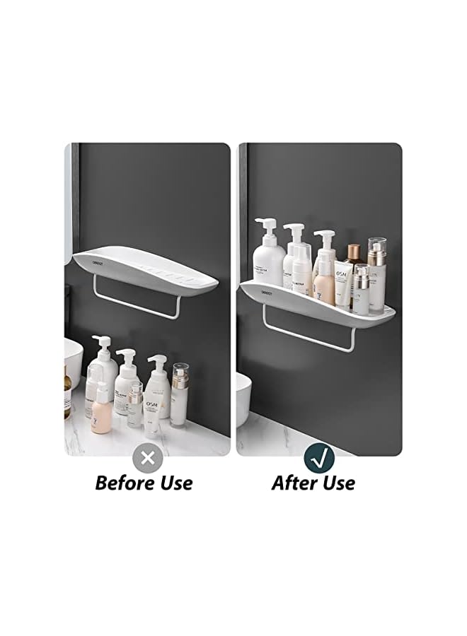 Raxoom Pack Shower Caddy Shelf, Bathroom Organizer Shelves with Towel Hanging Bar, Wall-Mounted Self-Adhesive Storage Rack Holder with Drainage Hole for Washroom & Kitchen Accessories (A) - Image 5