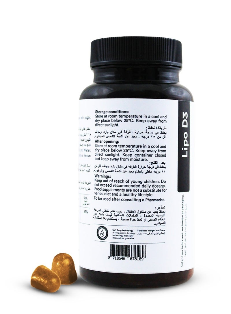 curesupport Lipo D3 - Liposomal Vitamin D3 Gummies - 500 IU - Lemon Flavor - Bone & Immune Support - Image 4