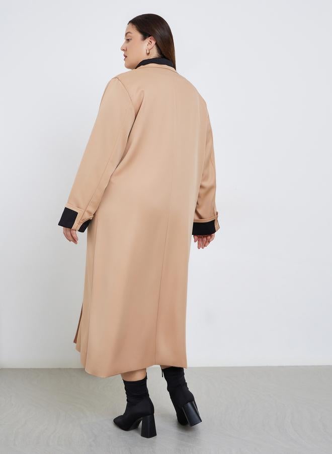 Styli Plus Size Oversized Trench Coat with Contrast Detail - Image 4