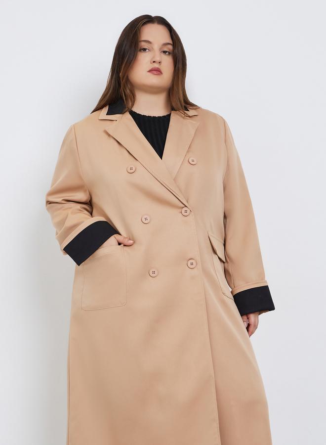 Styli Plus Size Oversized Trench Coat with Contrast Detail - Image 1