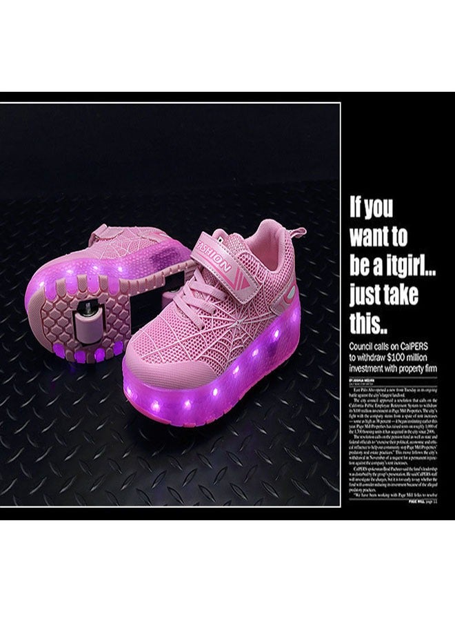 Beauenty LED Flash Light Sneaker Skate Shoes with Wheels USB Charging Roller Skates Shoes for Kids  - Image 3