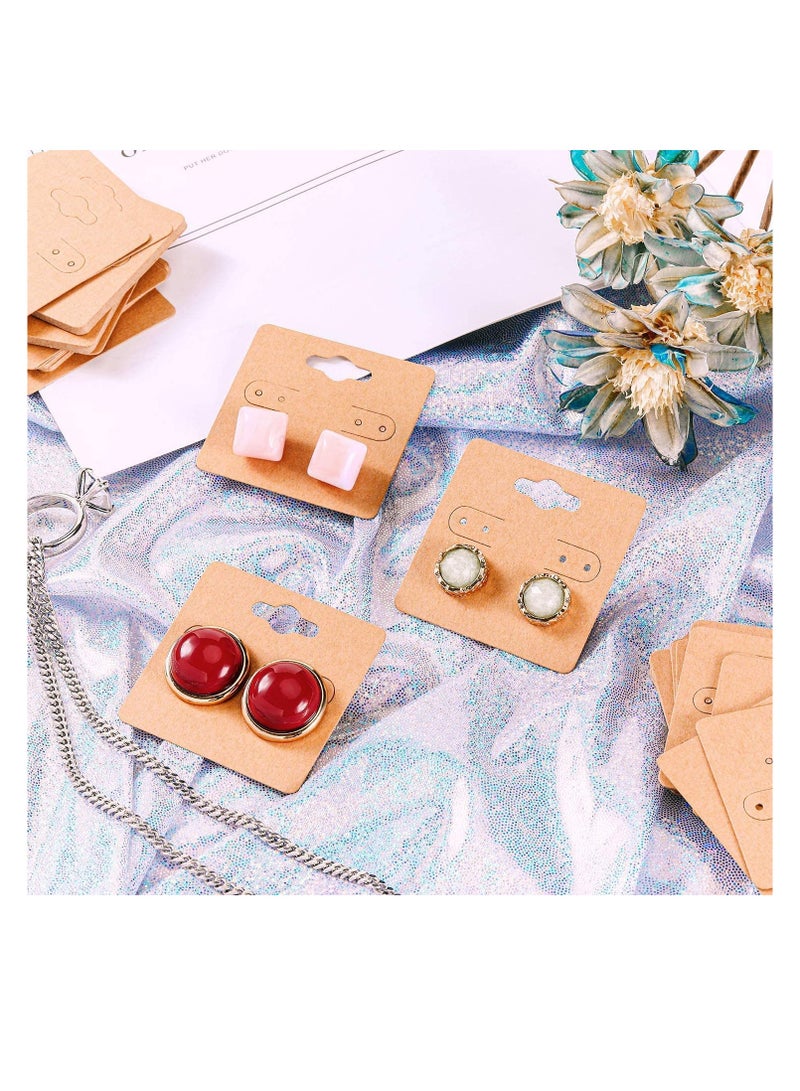SOLARAE Earring Cards - 200Pcs Kraft Earring Display Holder Cards, Blank Paper Cards with 6 Holes, Jewelry Display Cards for Selling, Hanging Earring, Jewelry,DIY Crafts, Retail(2"x2"） - Image 3