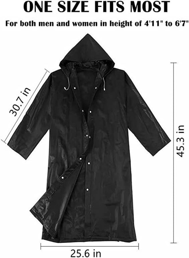 Reusable Rain Coats for Adults, Thickened Transparent Light Rain Jacket with Hood and Elastic Cuffs, EVA Ponchos for Men and Women, Ideal for Family Fishing and Travel (Black) - Image 5