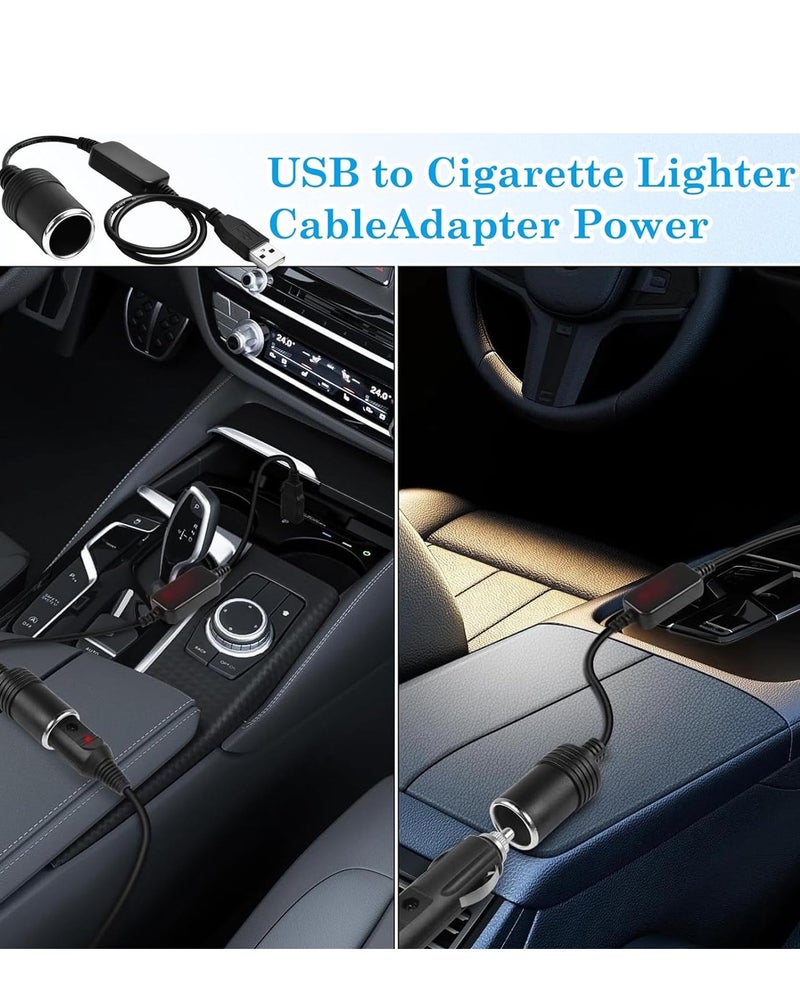 دينكس محول DENX USB لمقبس ولاعة السجائر: كابل تحويل الجهد من 5 فولت إلى 12 فولت، معزز طاقة (USB إلى مقبس سيارة أنثى) مخصص لكاميرات لوحة القيادة، أجهزة تحديد المواقع (GPS)، شواحن السيارات، وشرائط الإضاءة LED. الموديل: DX905. - Image 5