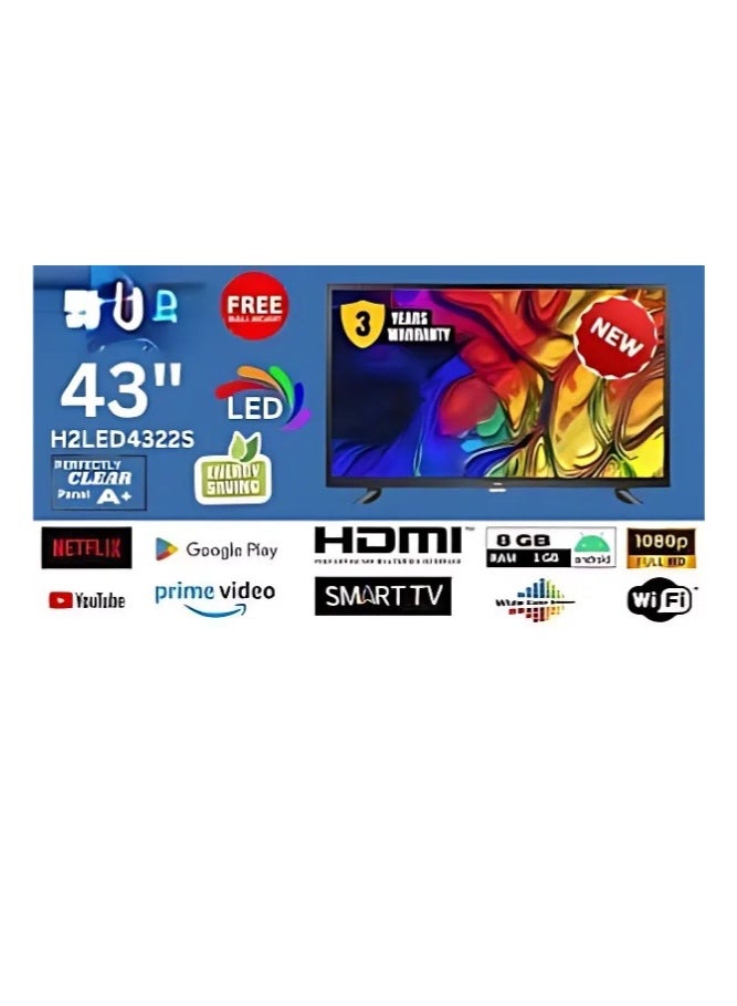 H2O 43-Inch Smart LED TV, Full HD (1080p), Android 14, Voice Remote with Google Assistant, Built-in Wi-Fi & Bluetooth, Streaming Apps Included - Image 2