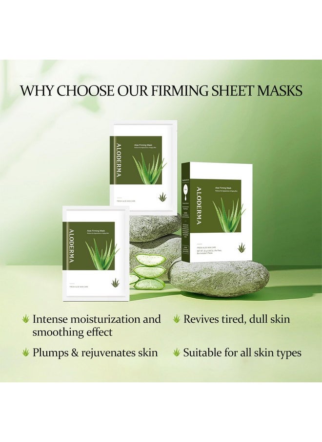 Aloderma Aloderma Firming Sheet Masks with 89% Organic Aloe Vera 5 pcs - Formulated for Age-Defying Results with Hyaluronic Acid & Arginine, Intense Hydration & Nourishment for Plump, Supple, Rejuvenated Skin  - Image 2