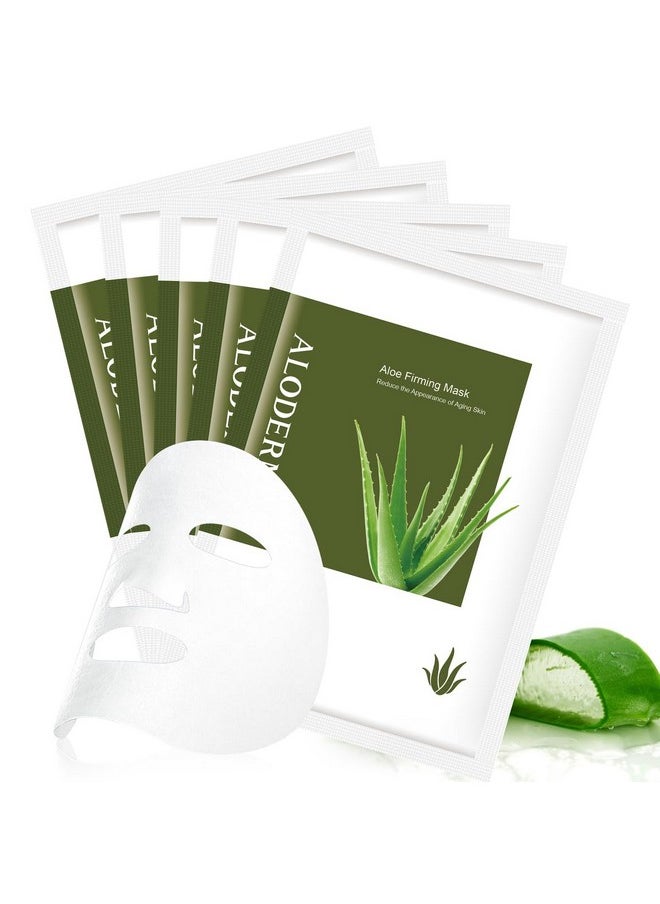 Aloderma Aloderma Firming Sheet Masks with 89% Organic Aloe Vera 5 pcs - Formulated for Age-Defying Results with Hyaluronic Acid & Arginine, Intense Hydration & Nourishment for Plump, Supple, Rejuvenated Skin  - Image 1