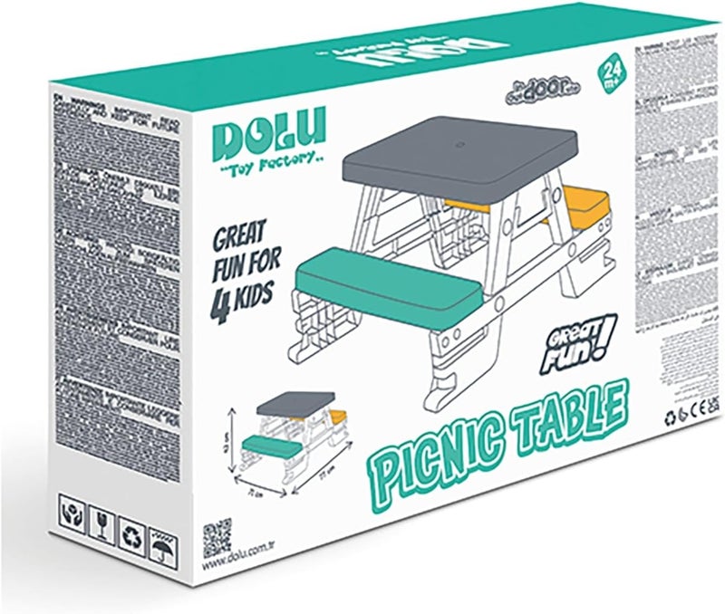 Dolu Children Picnic table for 4 children Outdoor Table Outdoor picnic table bench seating. 43 x 77 x 71 CM - Image 4