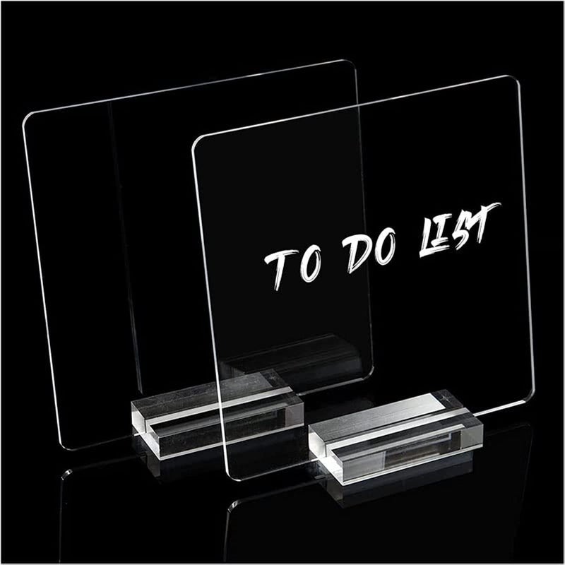 Al Raied ARS® Transparent Acrylic Dry Erase Memo Boards with Base Stands, 8.6 x 8.6 in, 2 Pack - Image 1