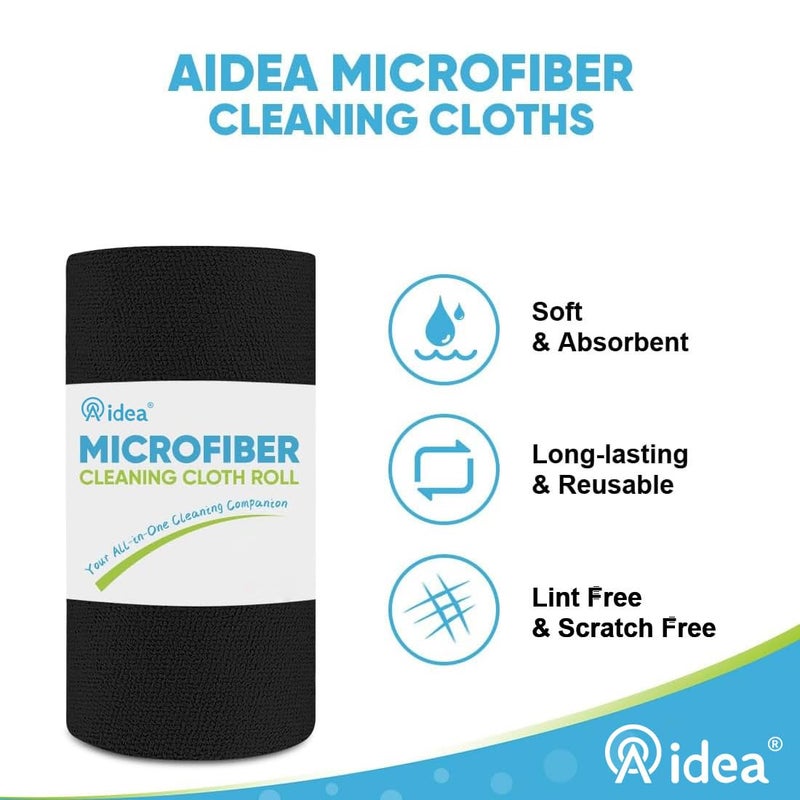 AIDEA Microfiber Cleaning Cloth Roll, 50PK, Black Microfiber Towels for Cars, Reusable Paper Towels Tear Away Cloth, Shop Rags, Lint Free Cleaning Rags for House, Kitchen, Window, 11.5"Ã—11.5" - Image 3