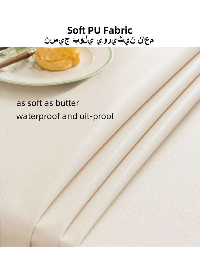 SHABILI PU Tablecloth 140x200cm Soft Water and Oil Resistant Table Cover Heat Resistant Elegant White Tabletop Decoration for Kitchen Dining Room Parties Home Use Minimalist Creamy Design - Image 5