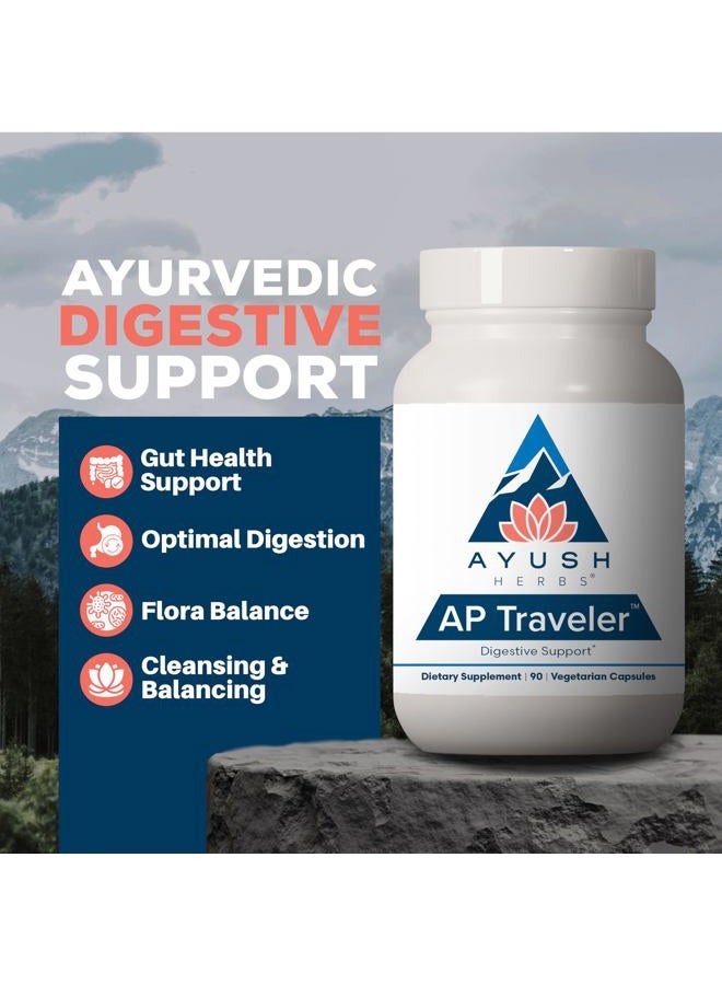 Ayush Herbs AP Traveler Digestive Support - Holy Basil & Neem Supplement for Women & Men, Source of Antioxidants, Helps Digestion, Made with Organic Ingredients - 90 Vegetarian Capsules (1 Count) - Image 2