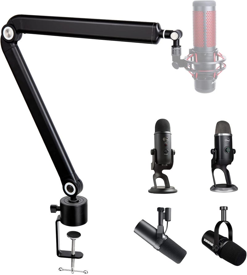 SUNMON Mic Stand Boom Arm - Microphone Arm Compatible with HyperX QuadCast, 360° Rotation Microphone Stand, Weighted Metal Mic Boom Arm for HyperX QuadCast,Blue Yeti,Shure MV7,Rode and Most Gaming - Image 1