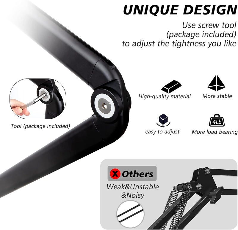 SUNMON Mic Stand Boom Arm - Microphone Arm Compatible with HyperX QuadCast, 360° Rotation Microphone Stand, Weighted Metal Mic Boom Arm for HyperX QuadCast,Blue Yeti,Shure MV7,Rode and Most Gaming - Image 3