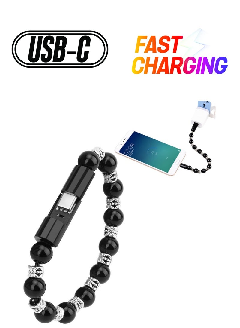 SYOSI USB Charging Cable Bracelet Black Durable Charging Bracelets Cable Charger Cord Fashion Prayer Beads Wrist Line - Image 1