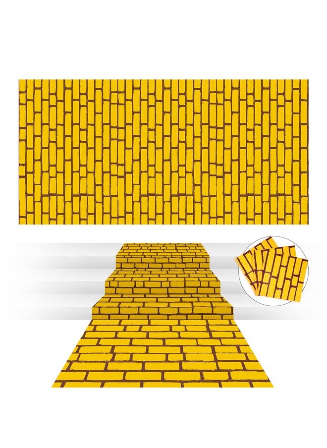 Chuangdi - 4.5 X 9 Feet Brick Road Runner Novelty Aisle Floor Runner Brick Wall Backdrop Princess Decorations Party Supplies For Halloween Cosplay Party (3 Yellow) - Image 1