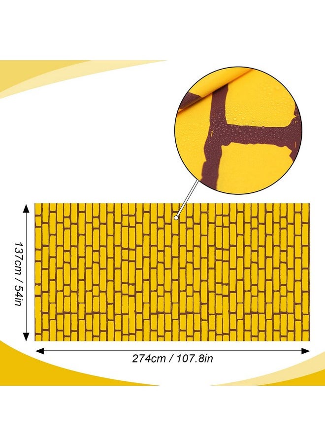 Chuangdi - 4.5 X 9 Feet Brick Road Runner Novelty Aisle Floor Runner Brick Wall Backdrop Princess Decorations Party Supplies For Halloween Cosplay Party (3 Yellow) - Image 1
