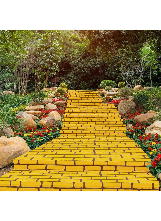 Chuangdi - 4.5 X 9 Feet Brick Road Runner Novelty Aisle Floor Runner Brick Wall Backdrop Princess Decorations Party Supplies For Halloween Cosplay Party (3 Yellow) - Image 1