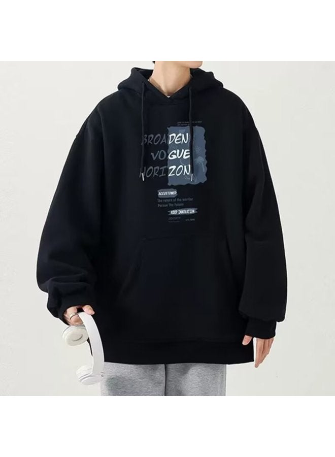 Trendy Minimalist Men's Autumn And Winter Hooded Crewneck American-style Heavyweight Sweatshirt Trendy Brand Youth Base Shirt