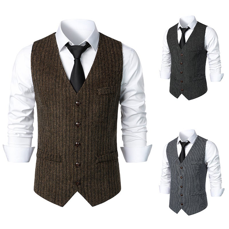 Men's casual waistcoat Middle Ages vintage solid color vest in stock manufacturers direct M98 - Image 2