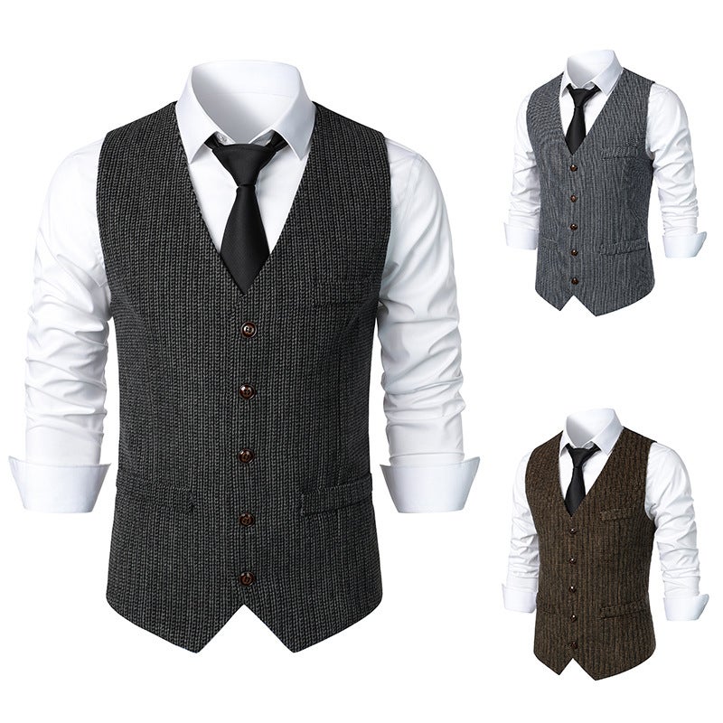 Men's casual waistcoat Middle Ages vintage solid color vest in stock manufacturers direct M98 - Image 4