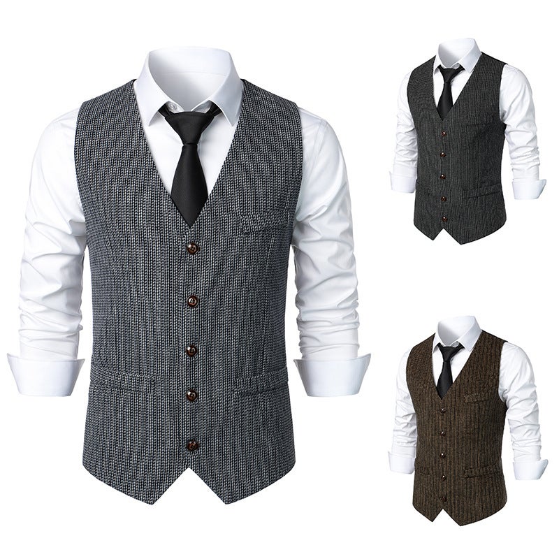 Men's casual waistcoat Middle Ages vintage solid color vest in stock manufacturers direct M98 - Image 3