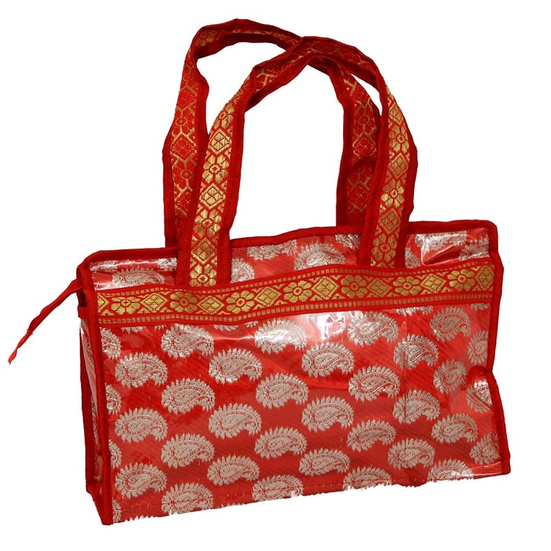 Kuber Industries Kuber Industries Carry Design Laminated Multipurposes Handbag for WomenPack of 2 RedHS38LUGGAGE21256  - Image 3