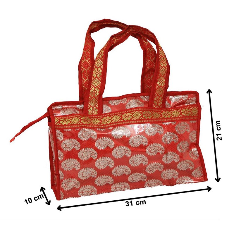 Kuber Industries Kuber Industries Carry Design Laminated Multipurposes Handbag for WomenPack of 2 RedHS38LUGGAGE21256  - Image 5