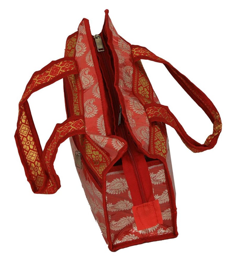 Kuber Industries Kuber Industries Carry Design Laminated Multipurposes Handbag for WomenPack of 2 RedHS38LUGGAGE21256  - Image 4