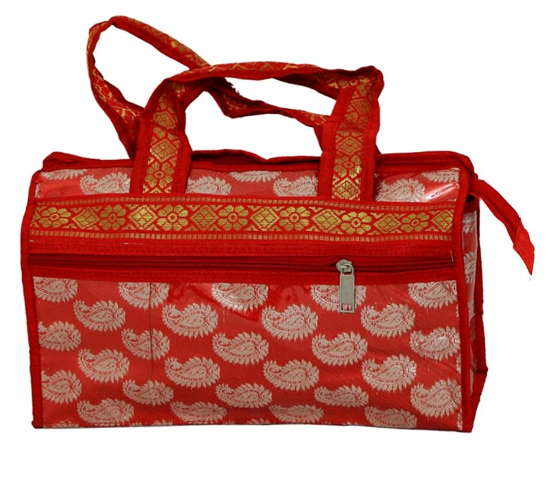 Kuber Industries Kuber Industries Carry Design Laminated Multipurposes Handbag for WomenPack of 2 RedHS38LUGGAGE21256  - Image 2