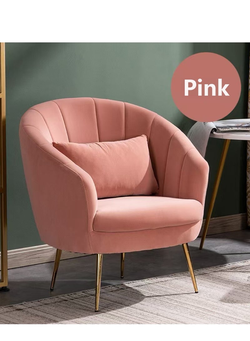 Generic Lounge Chair Sofa Chair Lazy Chair Single Sofa with Metal Legs and Upholstered Chair Reading Club Coffee Chair for Restaurant Living Room Bedroom Office(Pink 77*67*70cm) - Image 1