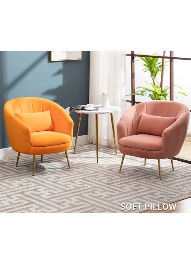 Generic Lounge Chair Sofa Chair Lazy Chair Single Sofa with Metal Legs and Upholstered Chair Reading Club Coffee Chair for Restaurant Living Room Bedroom Office(Pink 77*67*70cm) - Image 2
